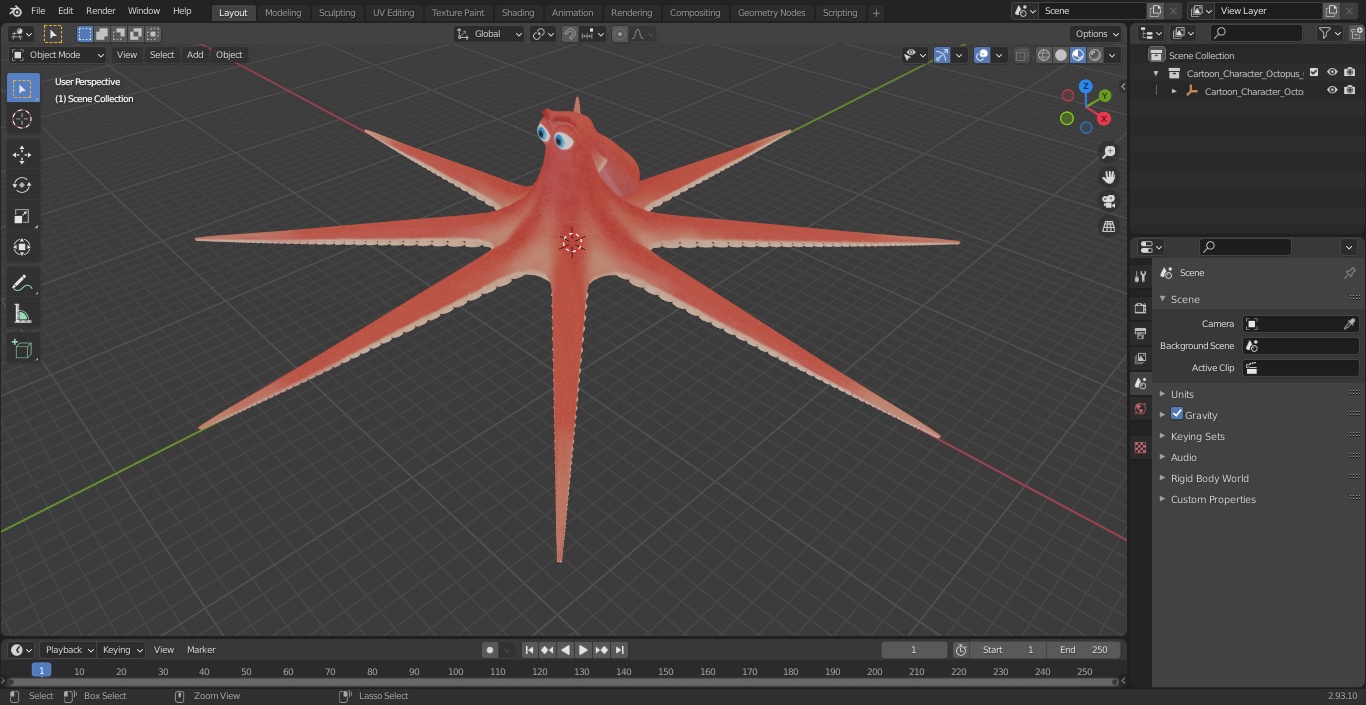 3D model Cartoon Character Octopus