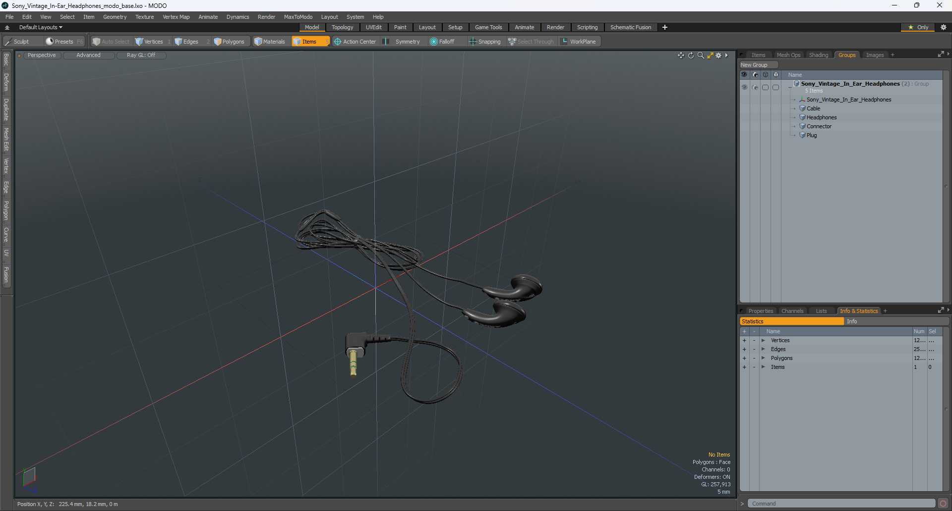 3D model Sony Vintage In-Ear Headphones