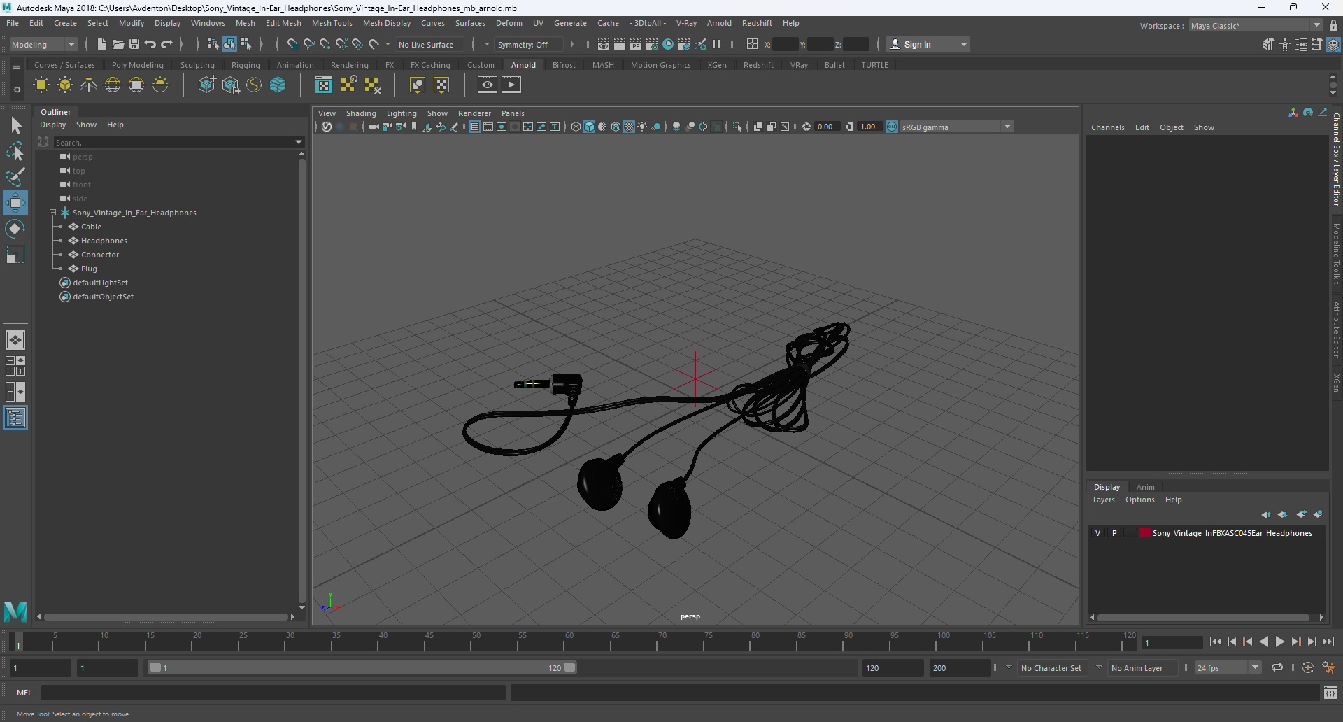 3D model Sony Vintage In-Ear Headphones