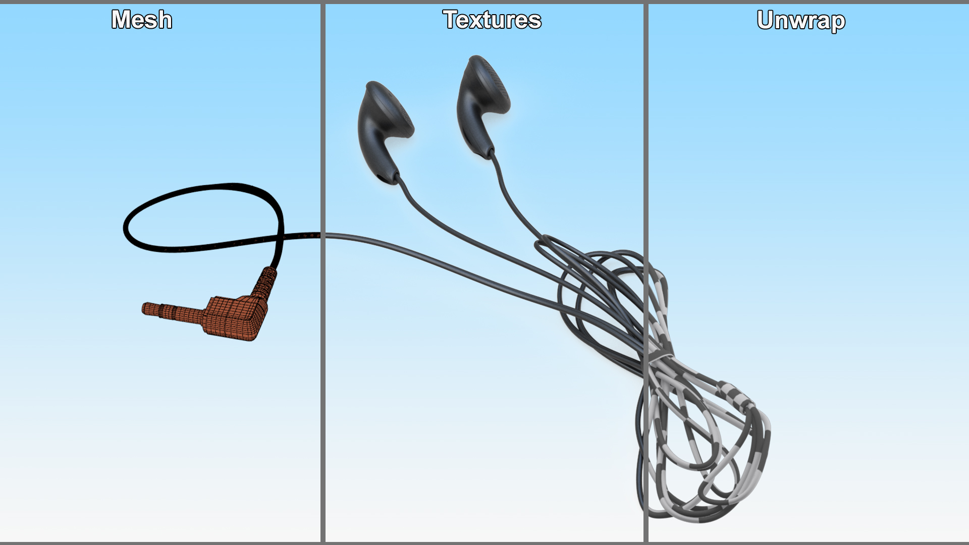 3D model Sony Vintage In-Ear Headphones