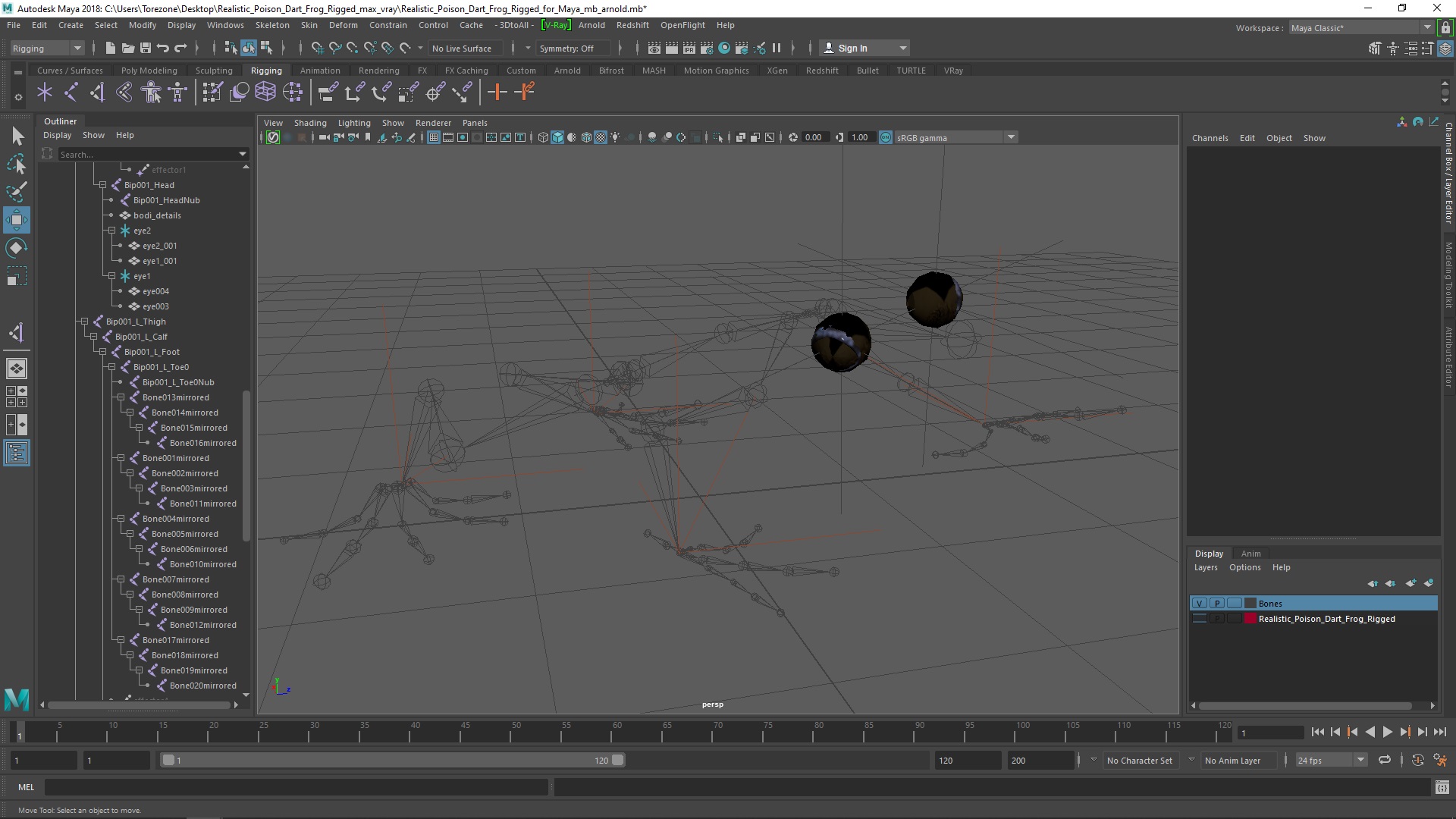 Realistic Poison Dart Frog Rigged for Maya 3D