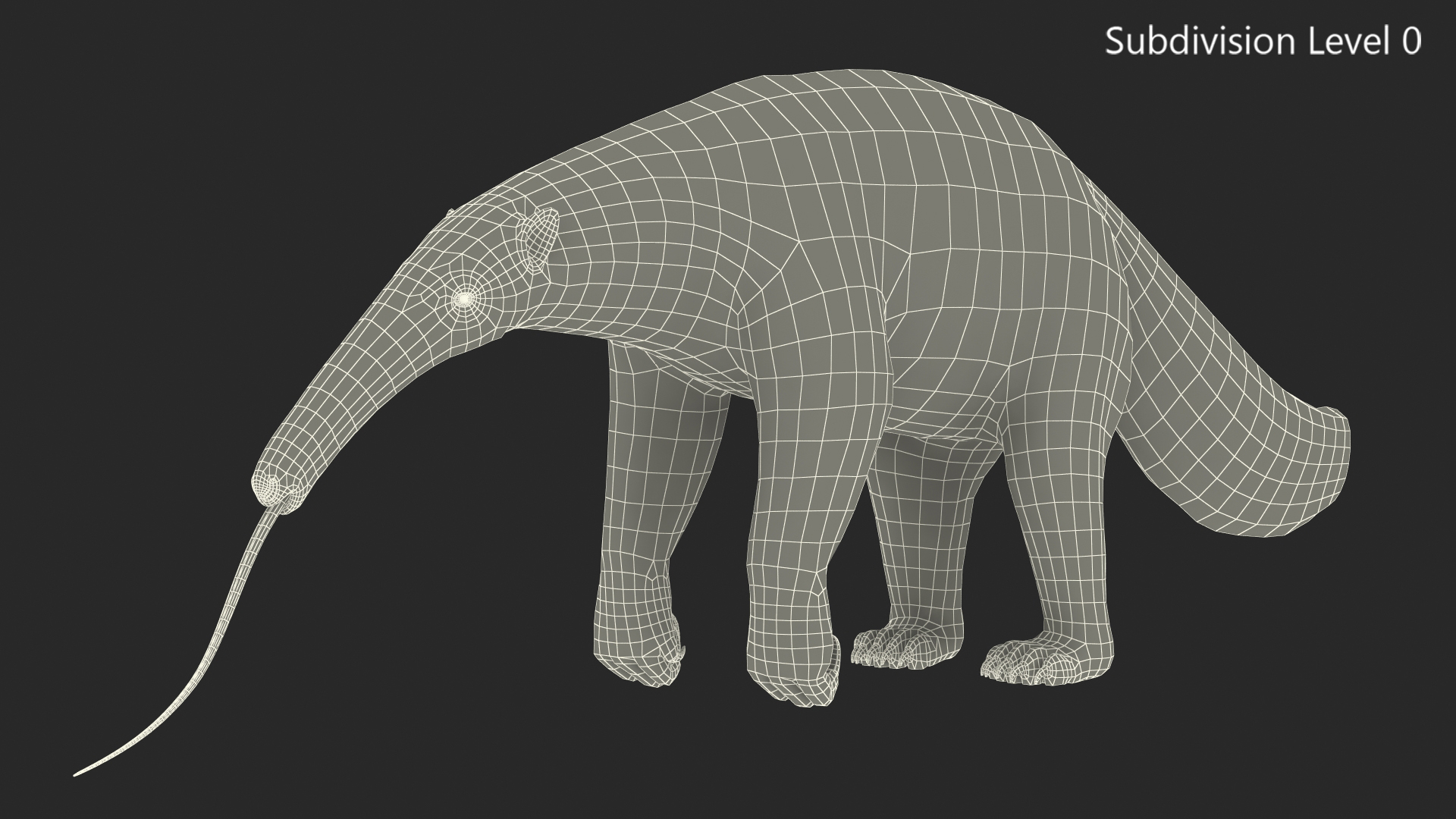 3D Anteater Standing Pose Fur