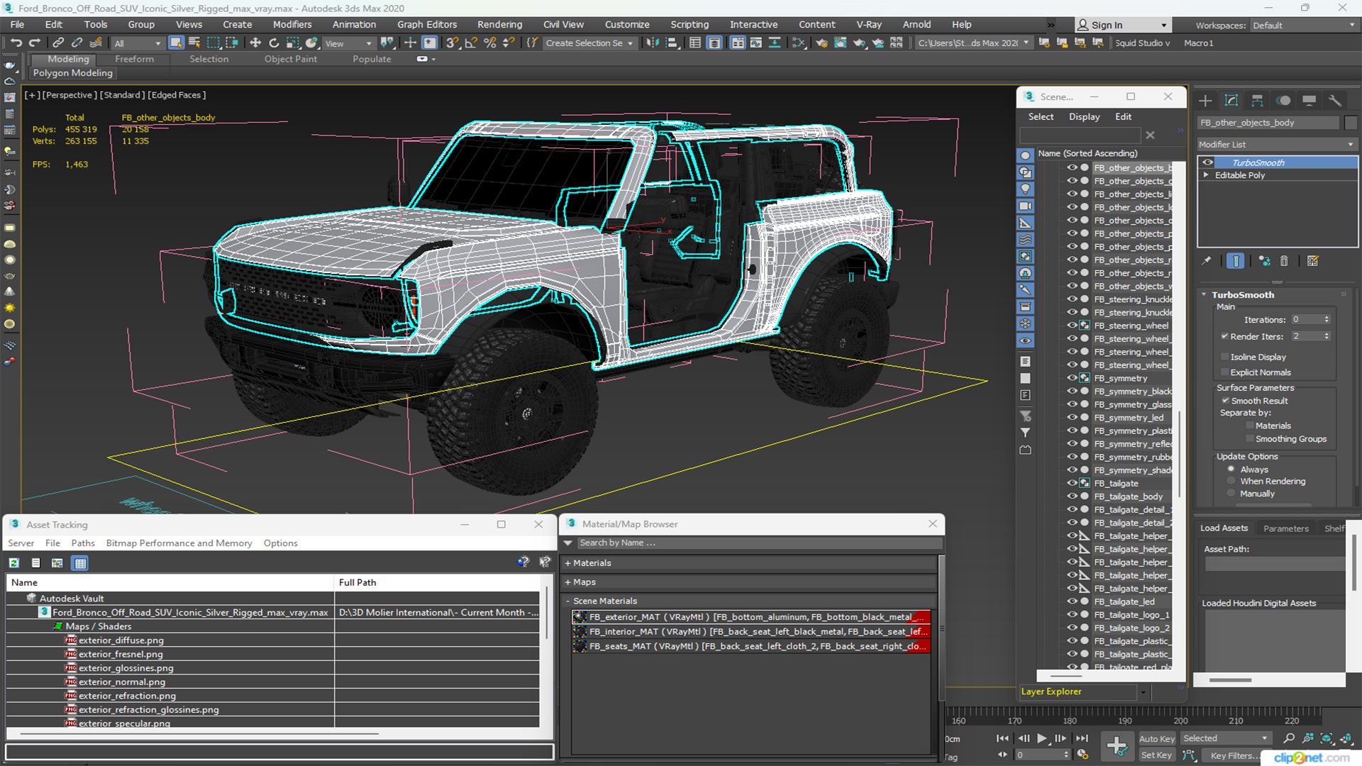 3D model Ford Bronco Off Road SUV Iconic Silver Rigged