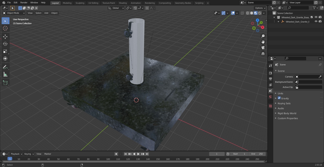 3D model Wheeled Dark Granite Base