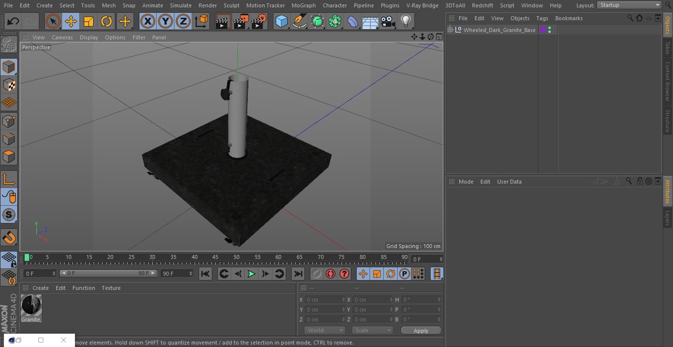 3D model Wheeled Dark Granite Base