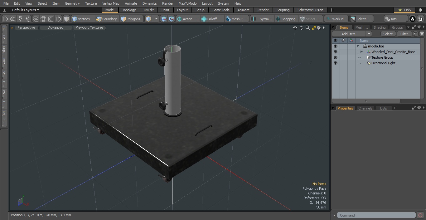 3D model Wheeled Dark Granite Base
