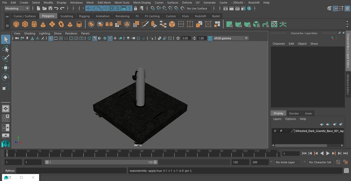 3D model Wheeled Dark Granite Base