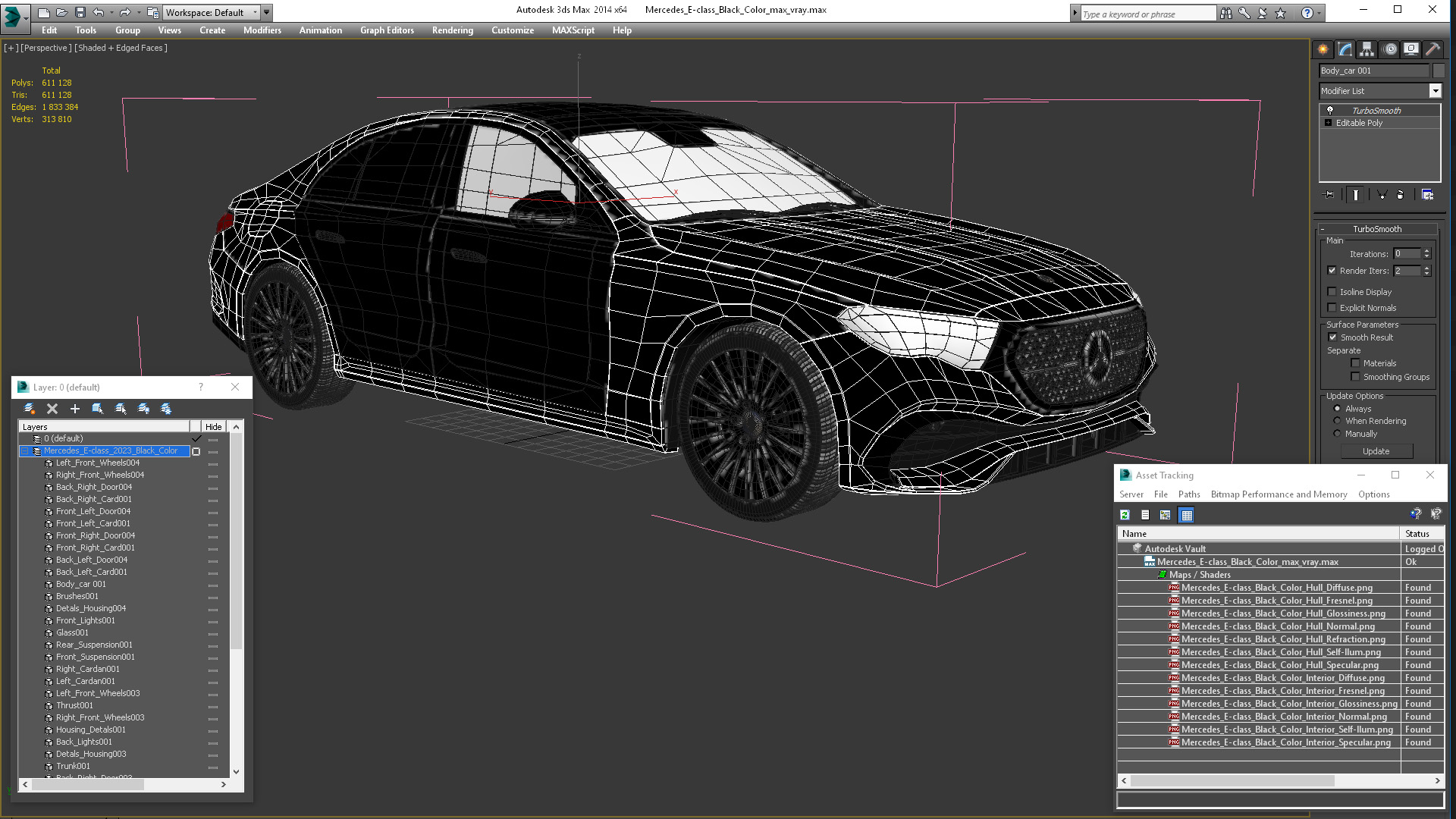3D Mercedes E-class Black Color model