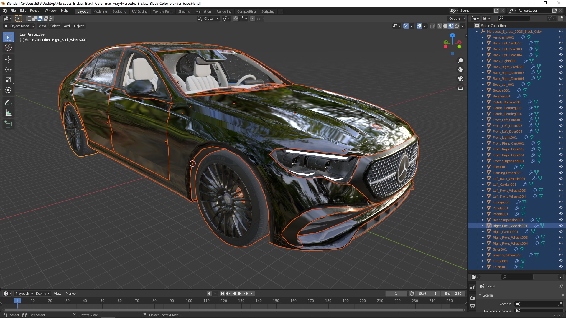 3D Mercedes E-class Black Color model