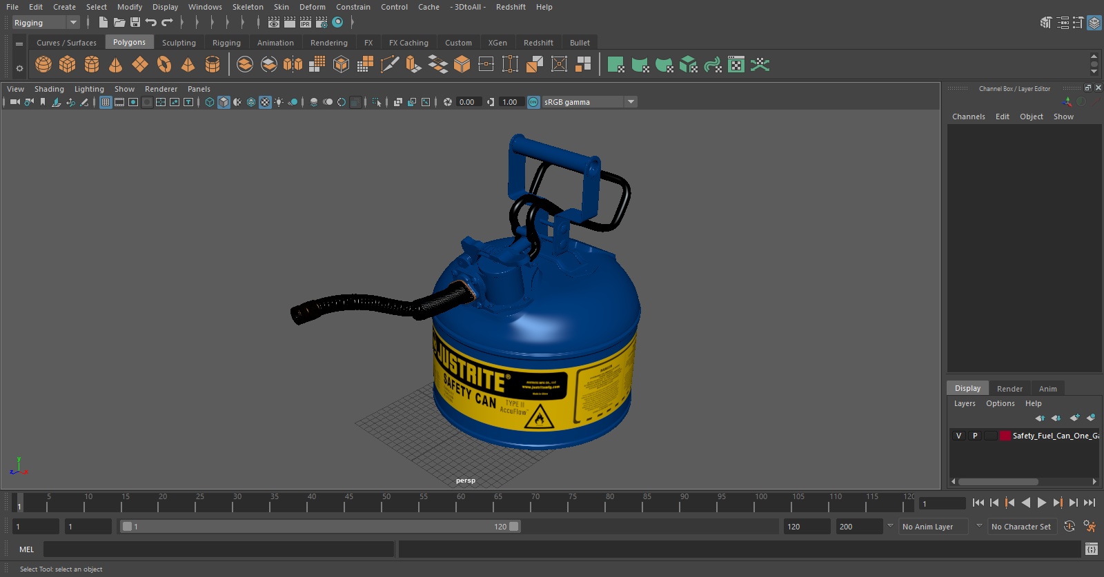 3D Safety Fuel Can One Gallon Blue