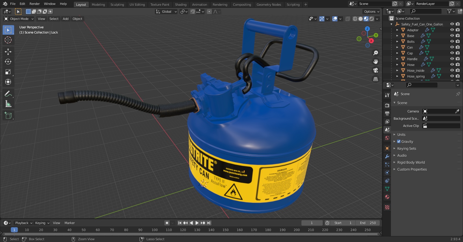 3D Safety Fuel Can One Gallon Blue