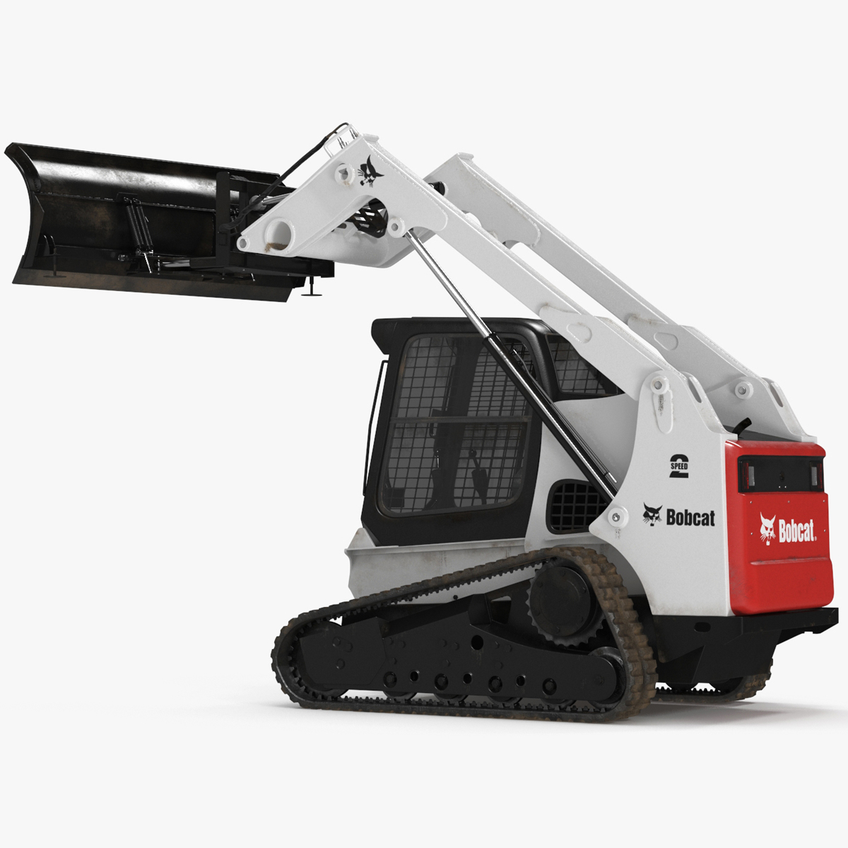 3D Tracked Skid Steer Bobcat With Dozer Blade Rigged for Cinema 4D model
