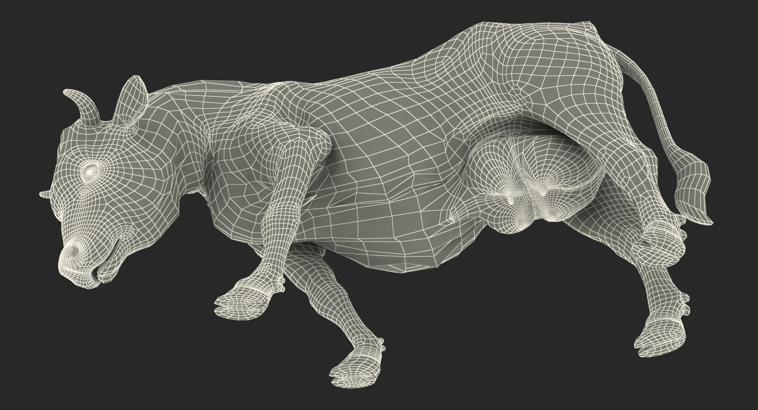3D model Dairy Cow Eating Pose with Fur