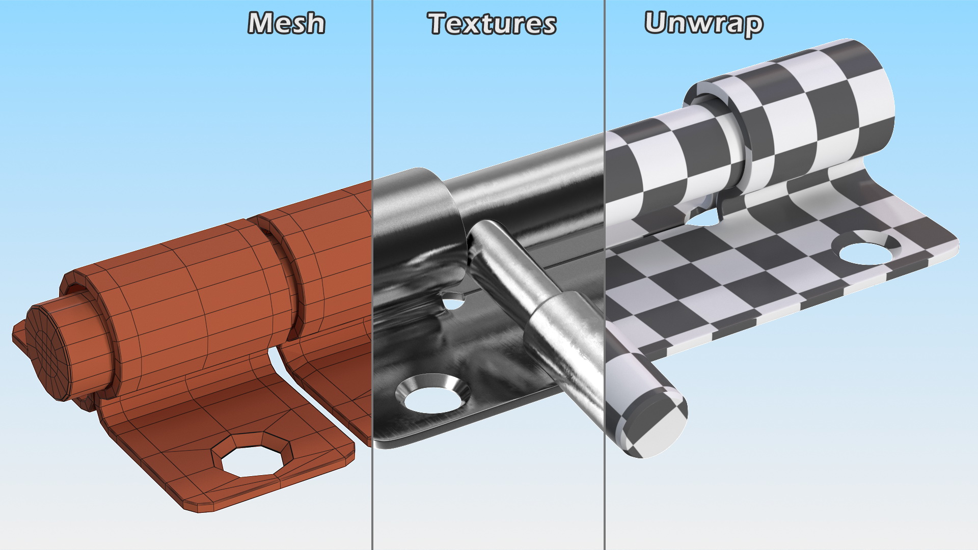 Stainless Steel Door Latch Sliding Lock 3D model