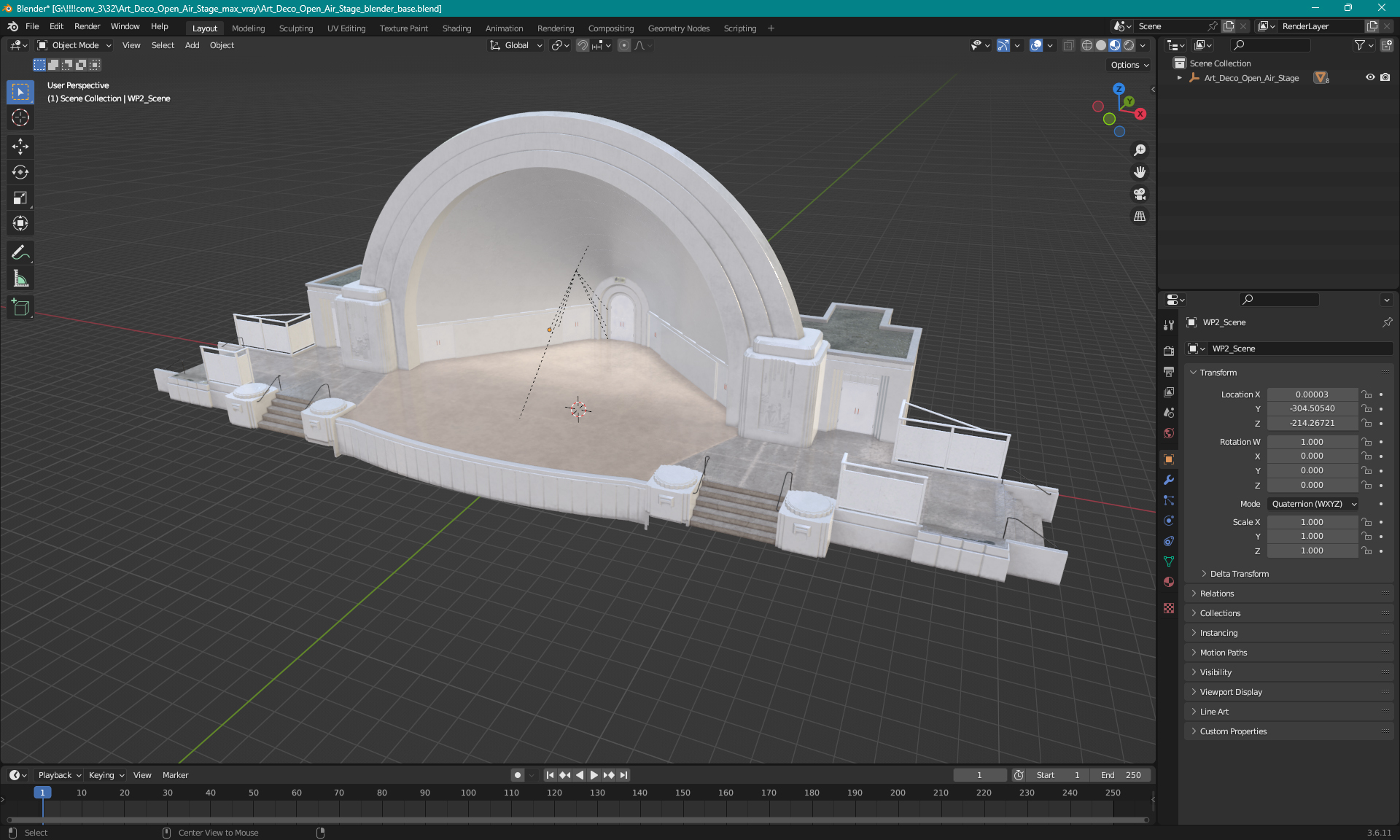 3D Art Deco Open Air Stage model
