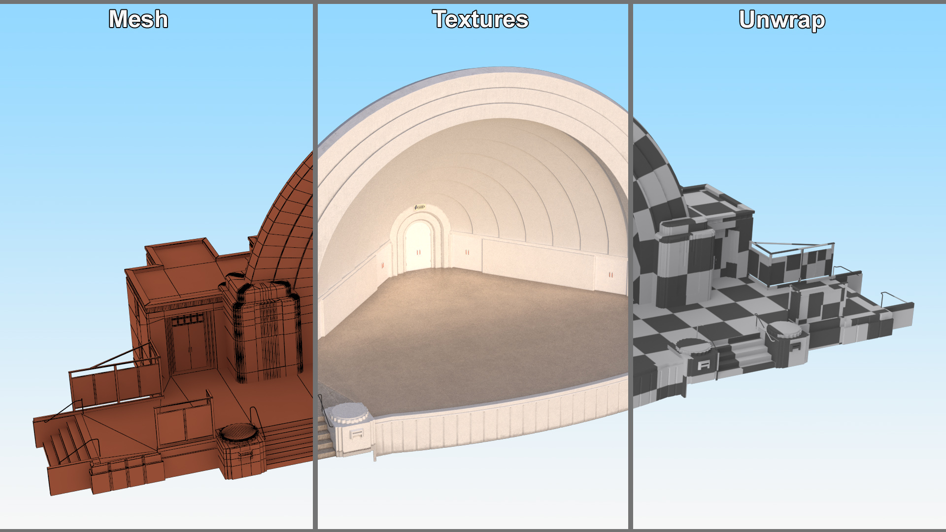 3D Art Deco Open Air Stage model