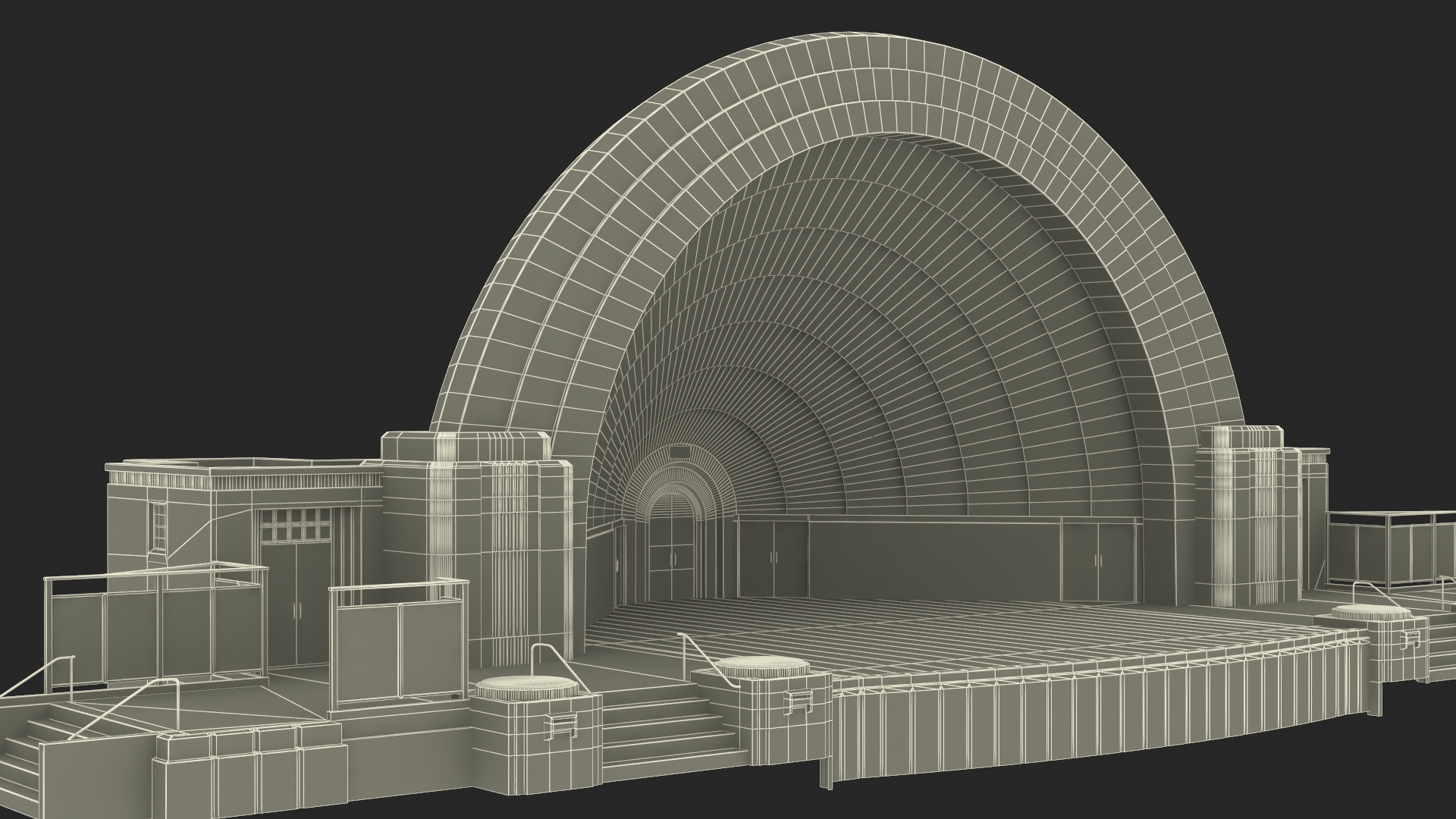 3D Art Deco Open Air Stage model