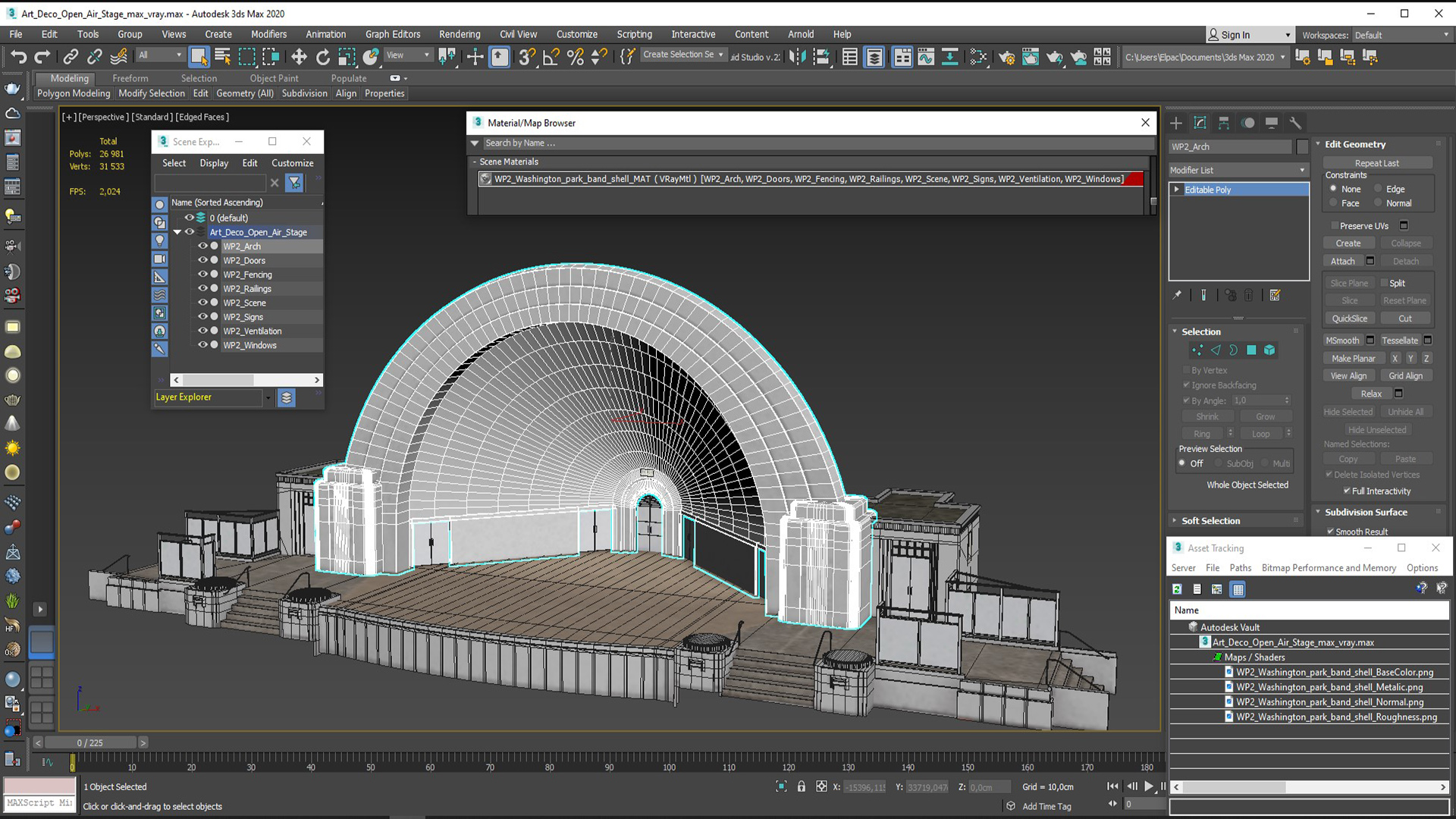 3D Art Deco Open Air Stage model
