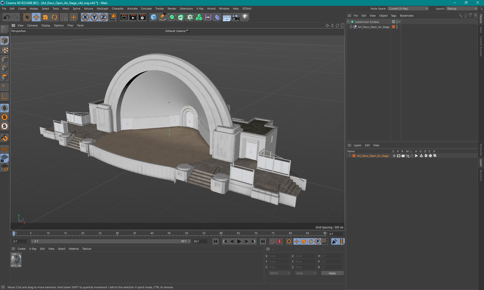 3D Art Deco Open Air Stage model