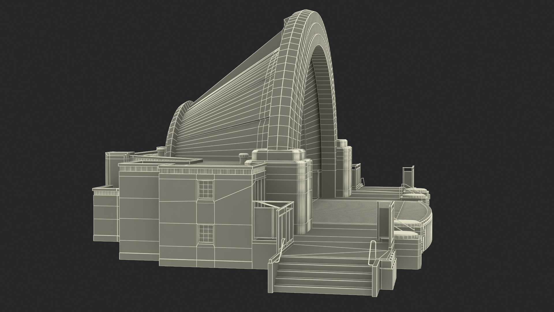 3D Art Deco Open Air Stage model