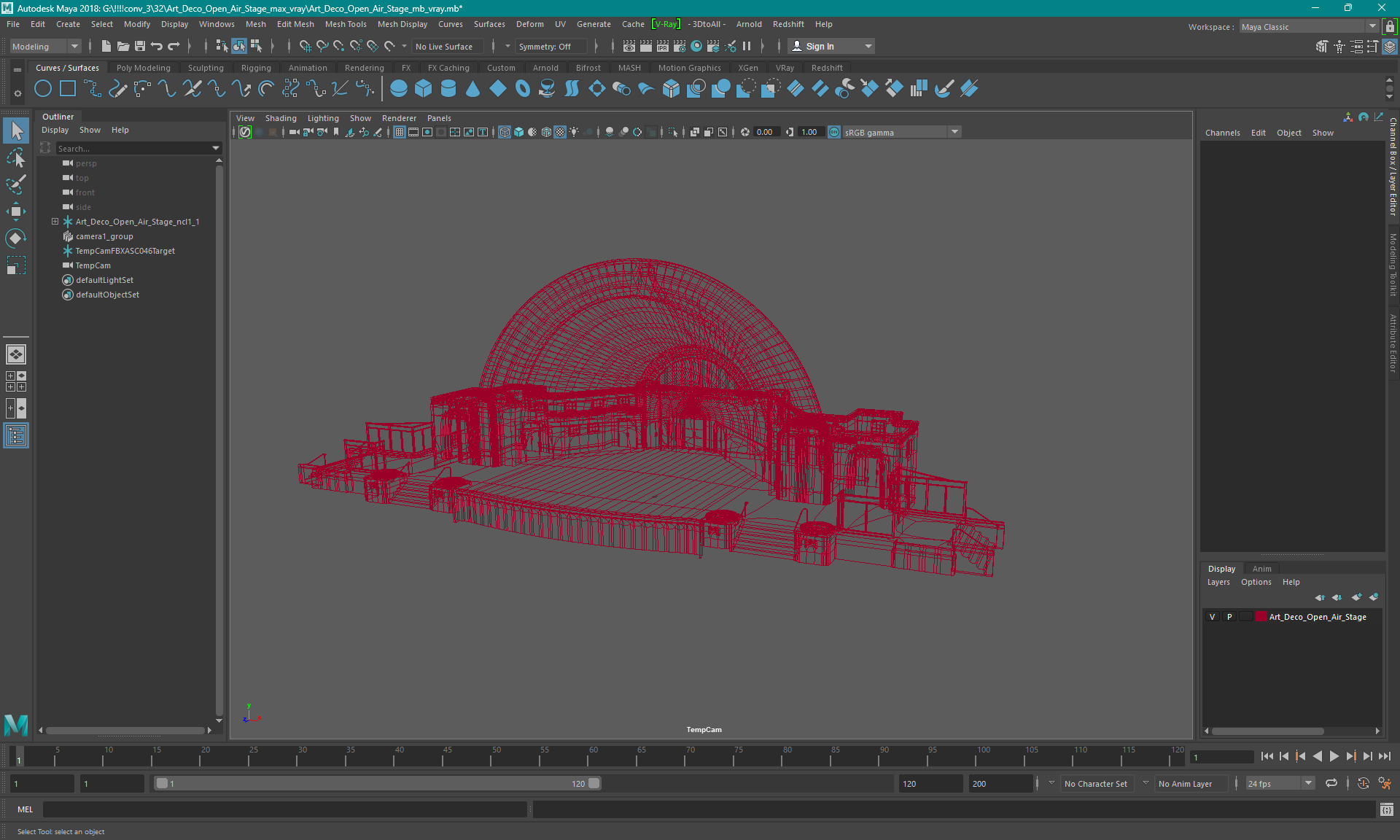 3D Art Deco Open Air Stage model