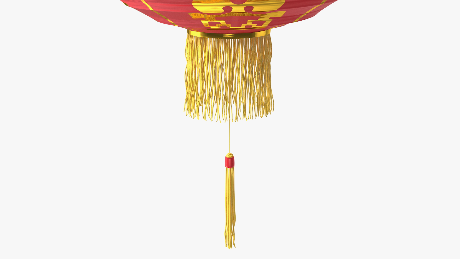 Red Paper Chinese Lantern with Tassel 3D