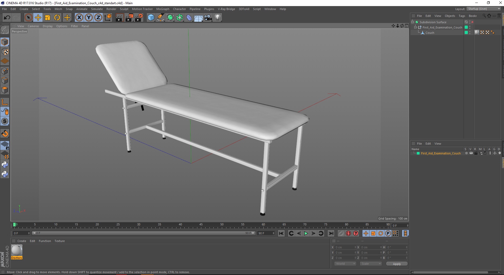 First Aid Examination Couch 3D