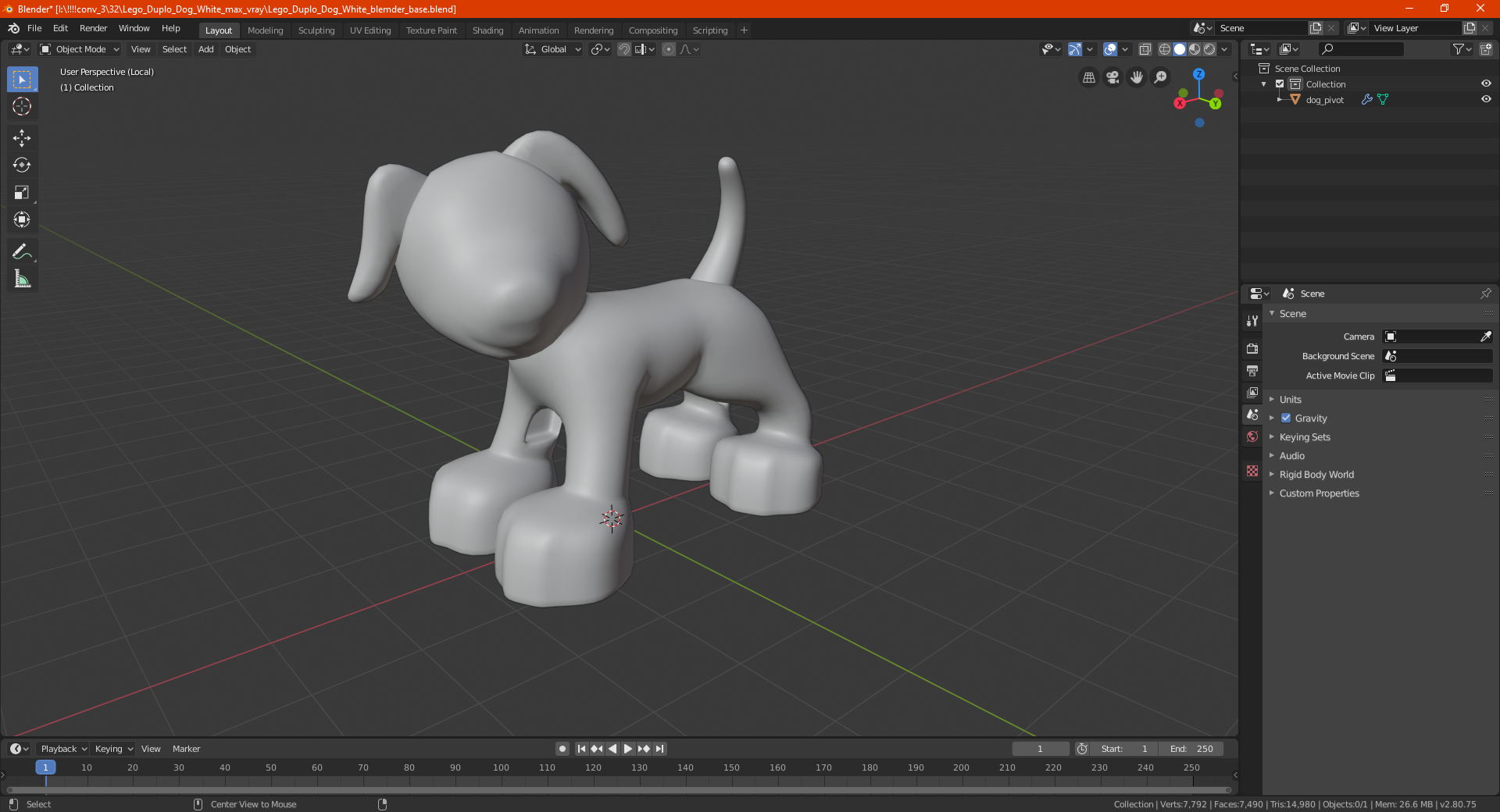 3D Lego Duplo Dog with Brown Spots