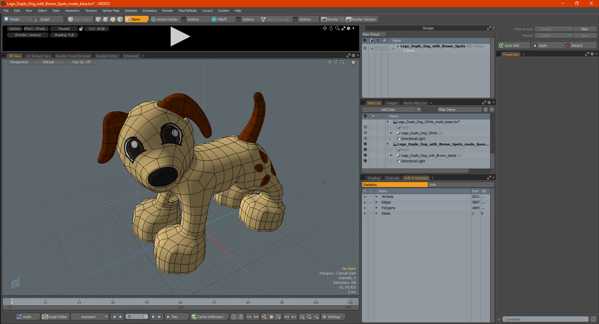 3D Lego Duplo Dog with Brown Spots