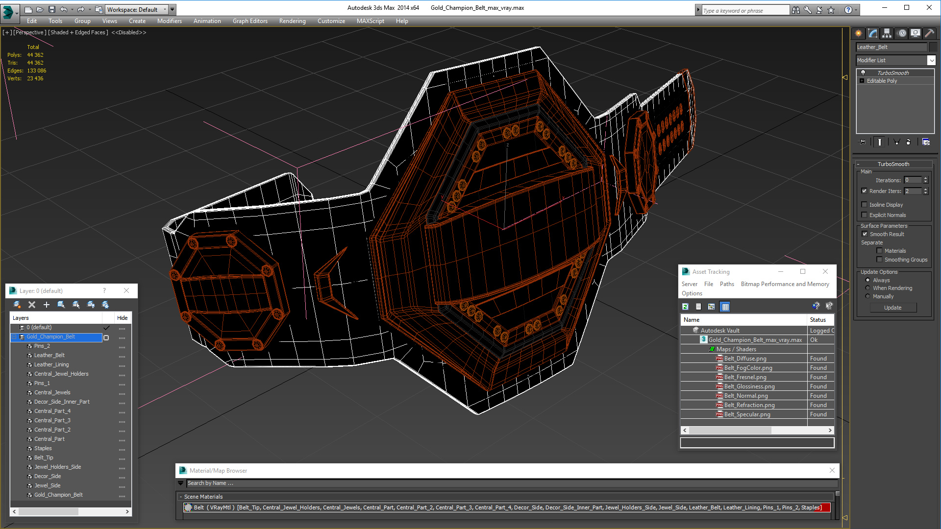 3D Gold Champion Belt model