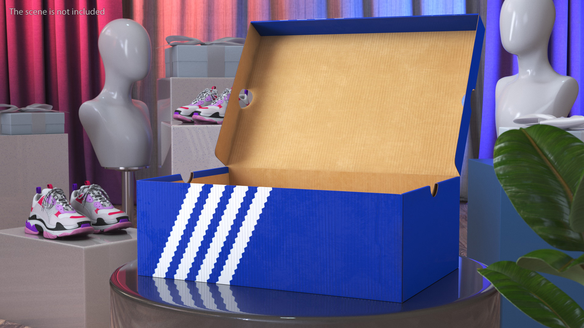 3D model Blue Carton Shoe Box Open