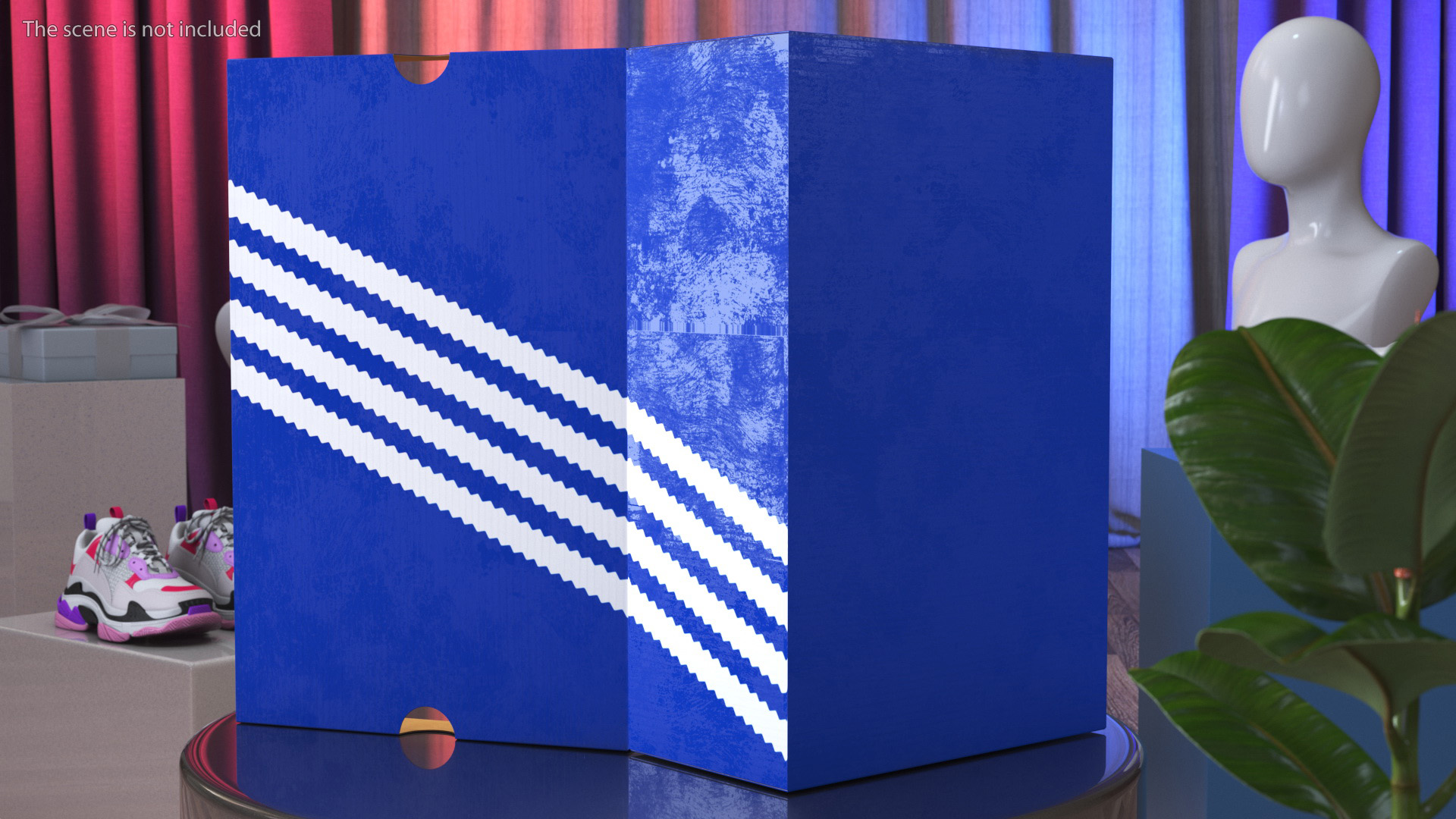 3D model Blue Carton Shoe Box Open