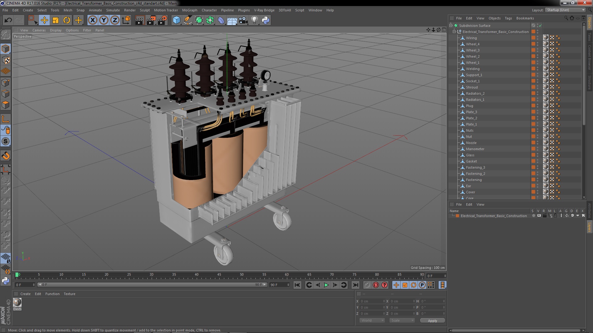 3D Electrical Transformer Basic Construction
