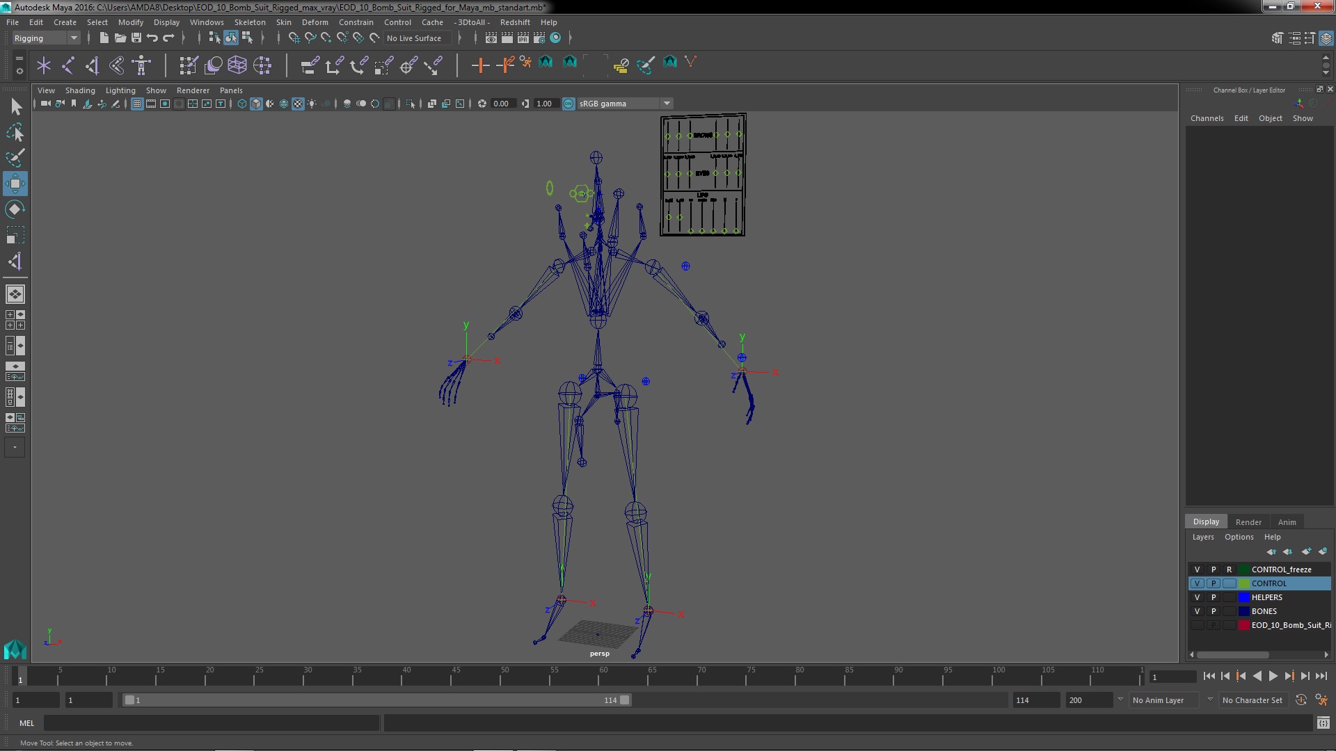 EOD 10 Bomb Suit Rigged for Maya 3D