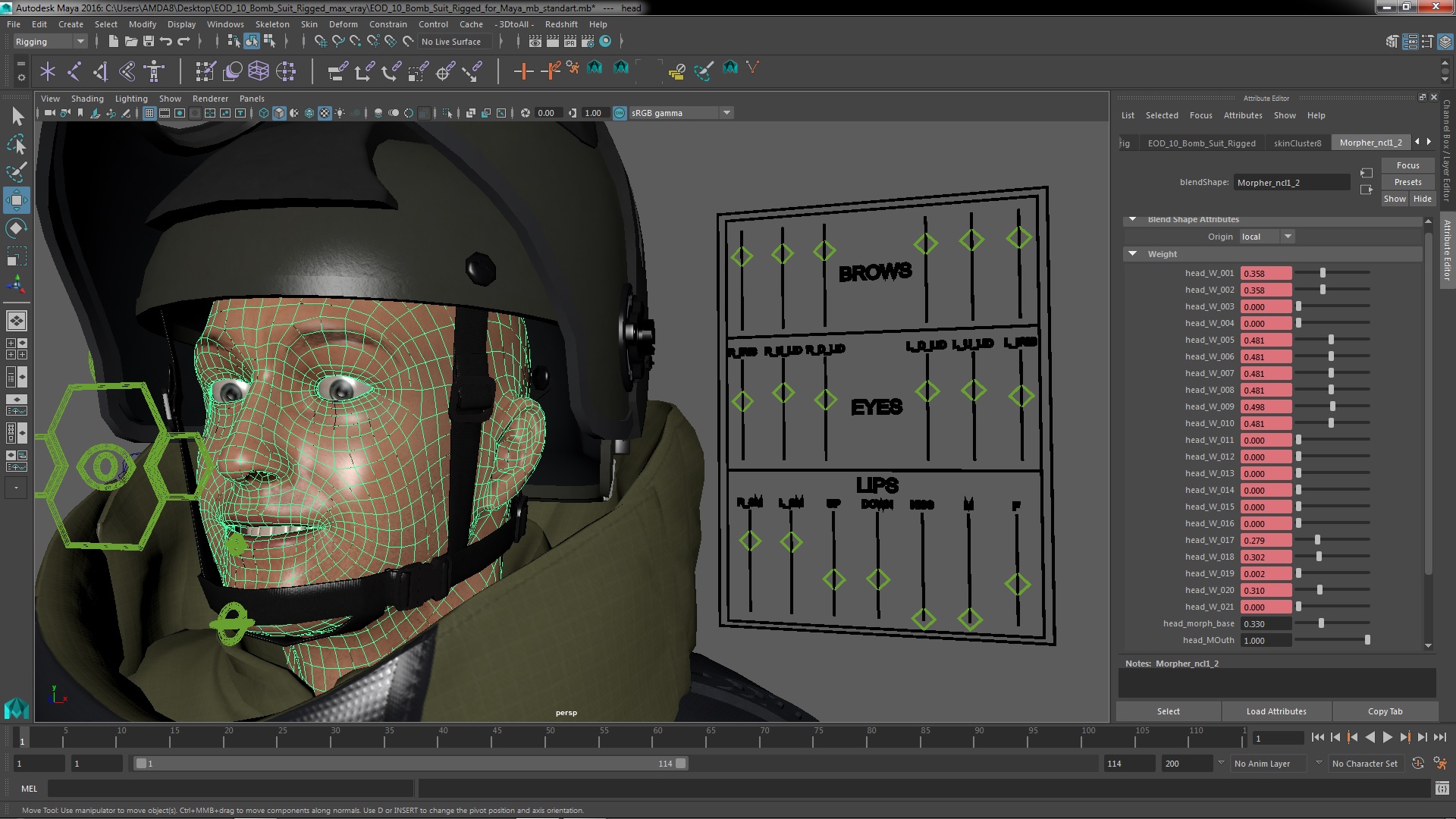 EOD 10 Bomb Suit Rigged for Maya 3D