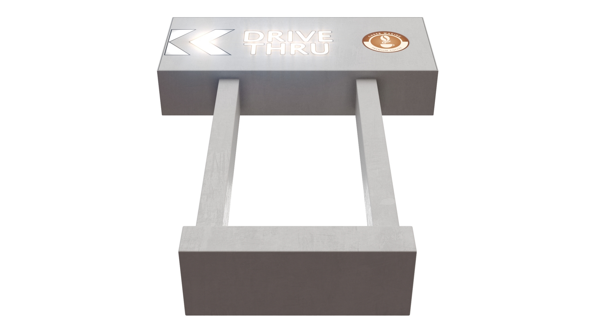 3D Coffee Shop Drive Thru Sign Light On