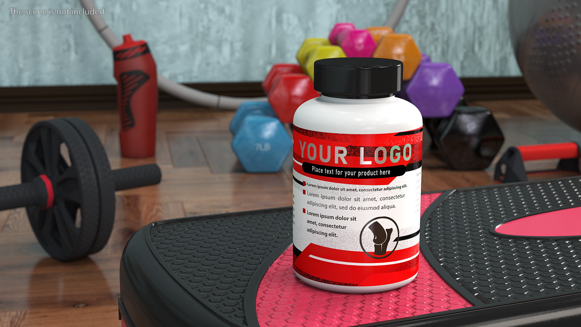Plastic Jar Mockup Red 3D