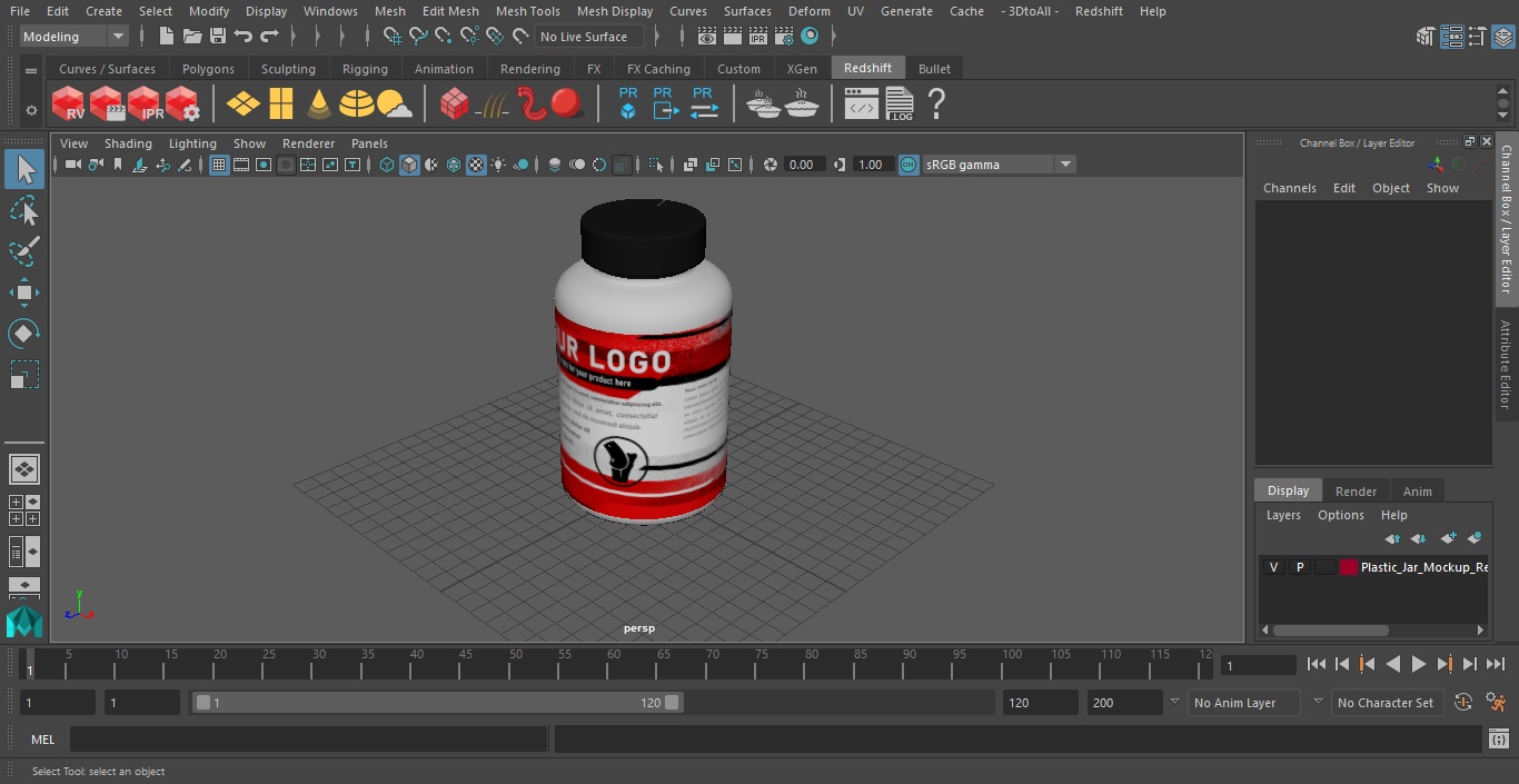 Plastic Jar Mockup Red 3D