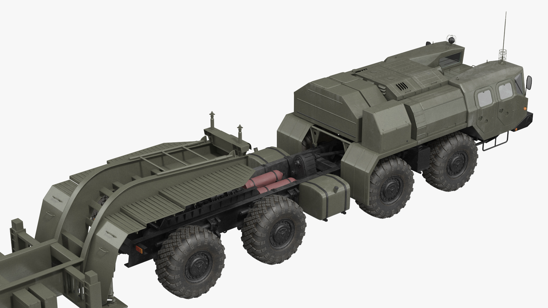 MAZ 7410 with Semi Trailer Green Rigged 3D model