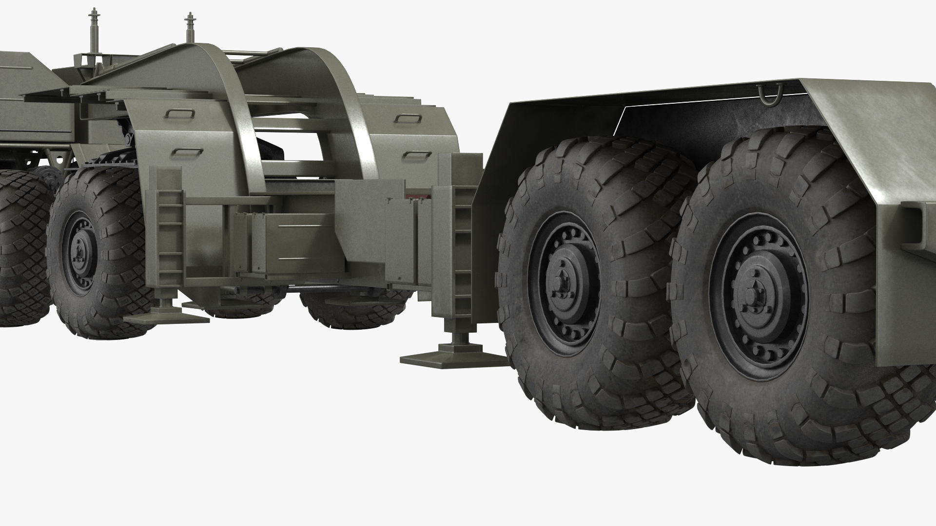 MAZ 7410 with Semi Trailer Green Rigged 3D model
