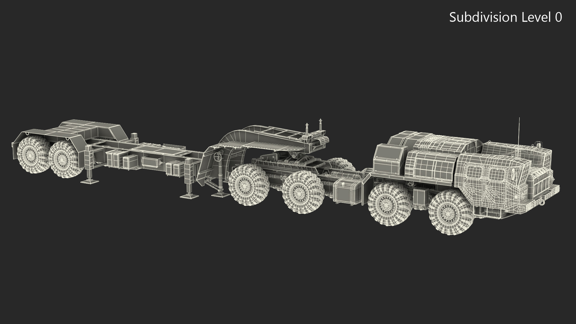 MAZ 7410 with Semi Trailer Green Rigged 3D model