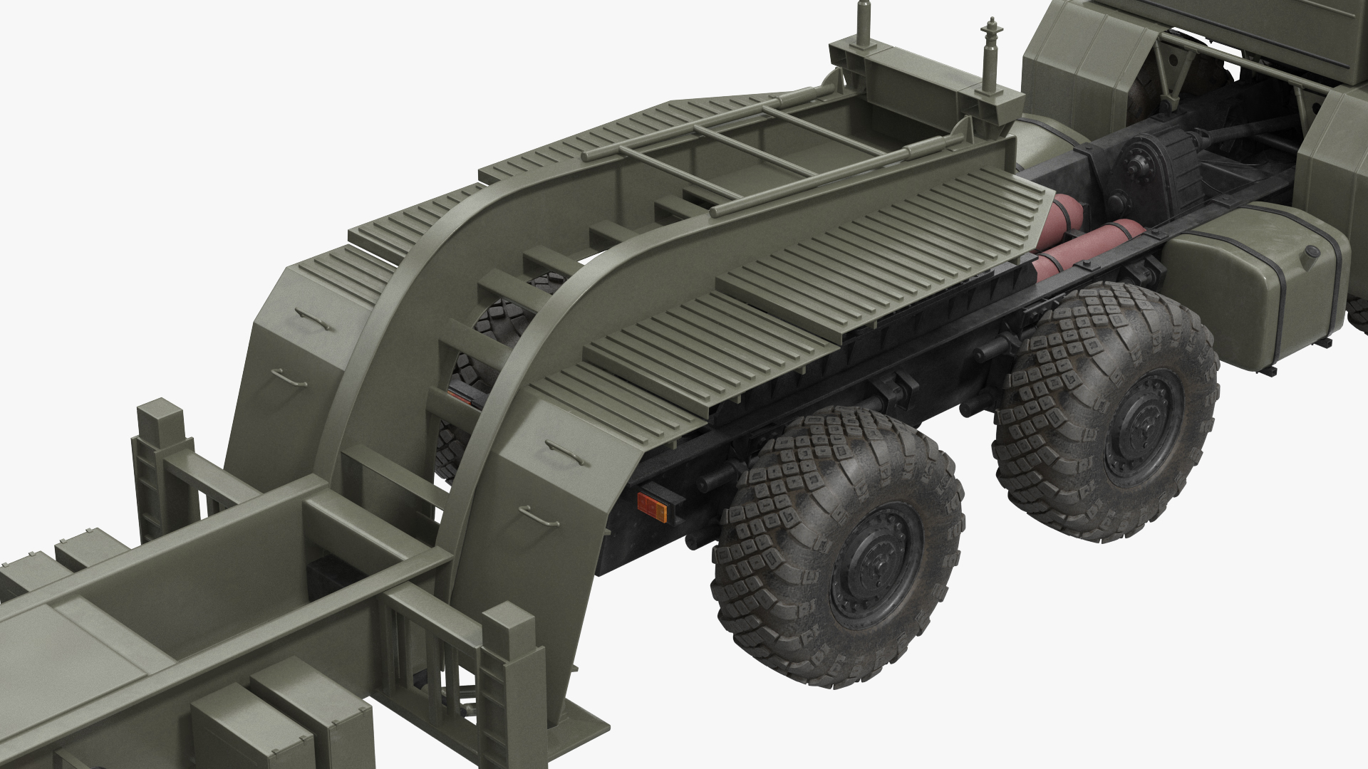 MAZ 7410 with Semi Trailer Green Rigged 3D model