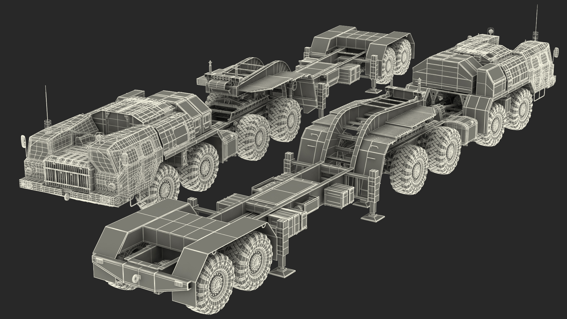MAZ 7410 with Semi Trailer Green Rigged 3D model
