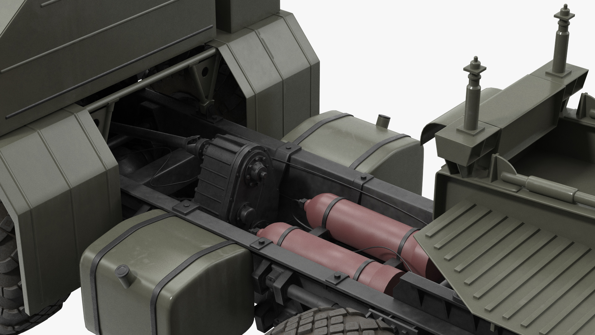 MAZ 7410 with Semi Trailer Green Rigged 3D model