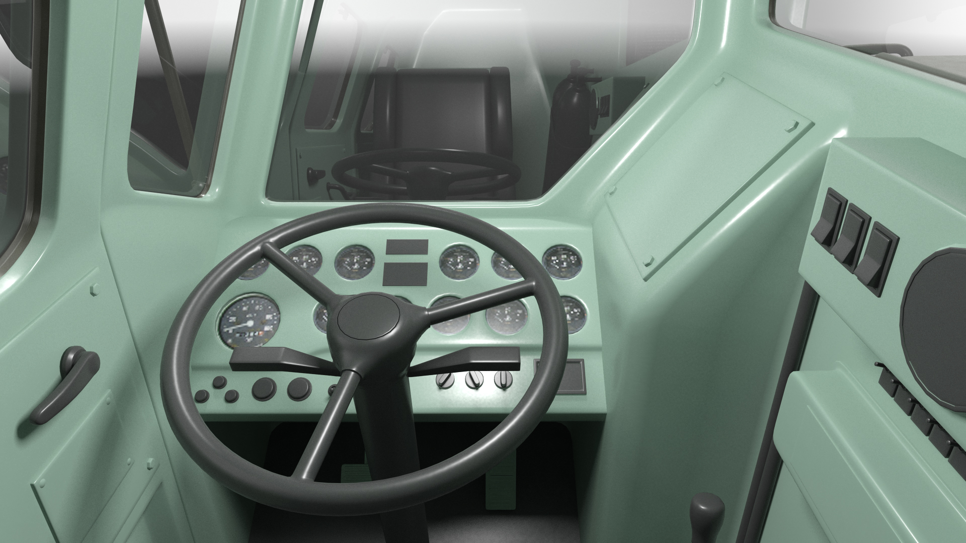 MAZ 7410 with Semi Trailer Green Rigged 3D model