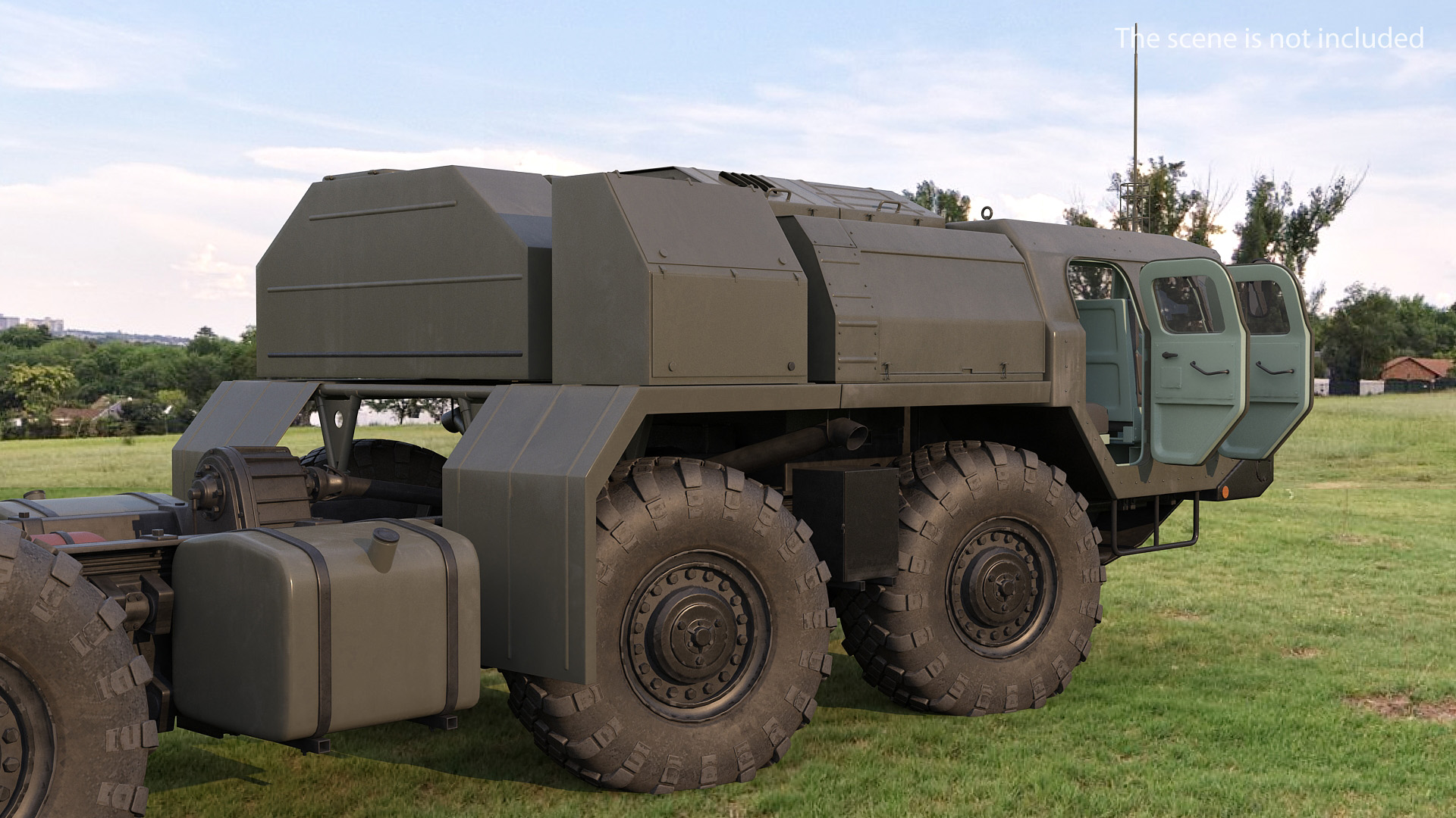 MAZ 7410 with Semi Trailer Green Rigged 3D model