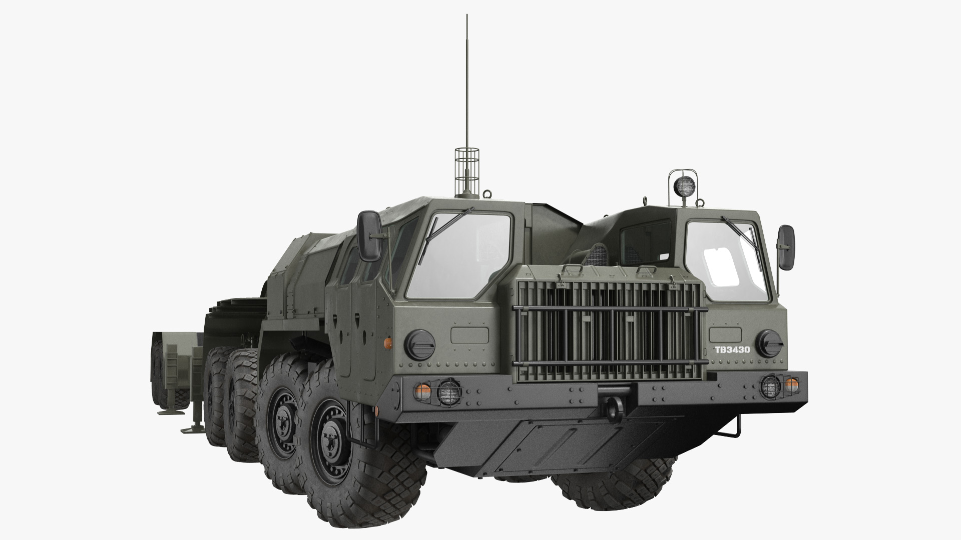MAZ 7410 with Semi Trailer Green Rigged 3D model