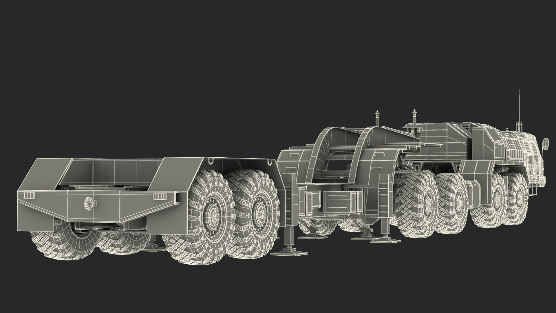 MAZ 7410 with Semi Trailer Green Rigged 3D model