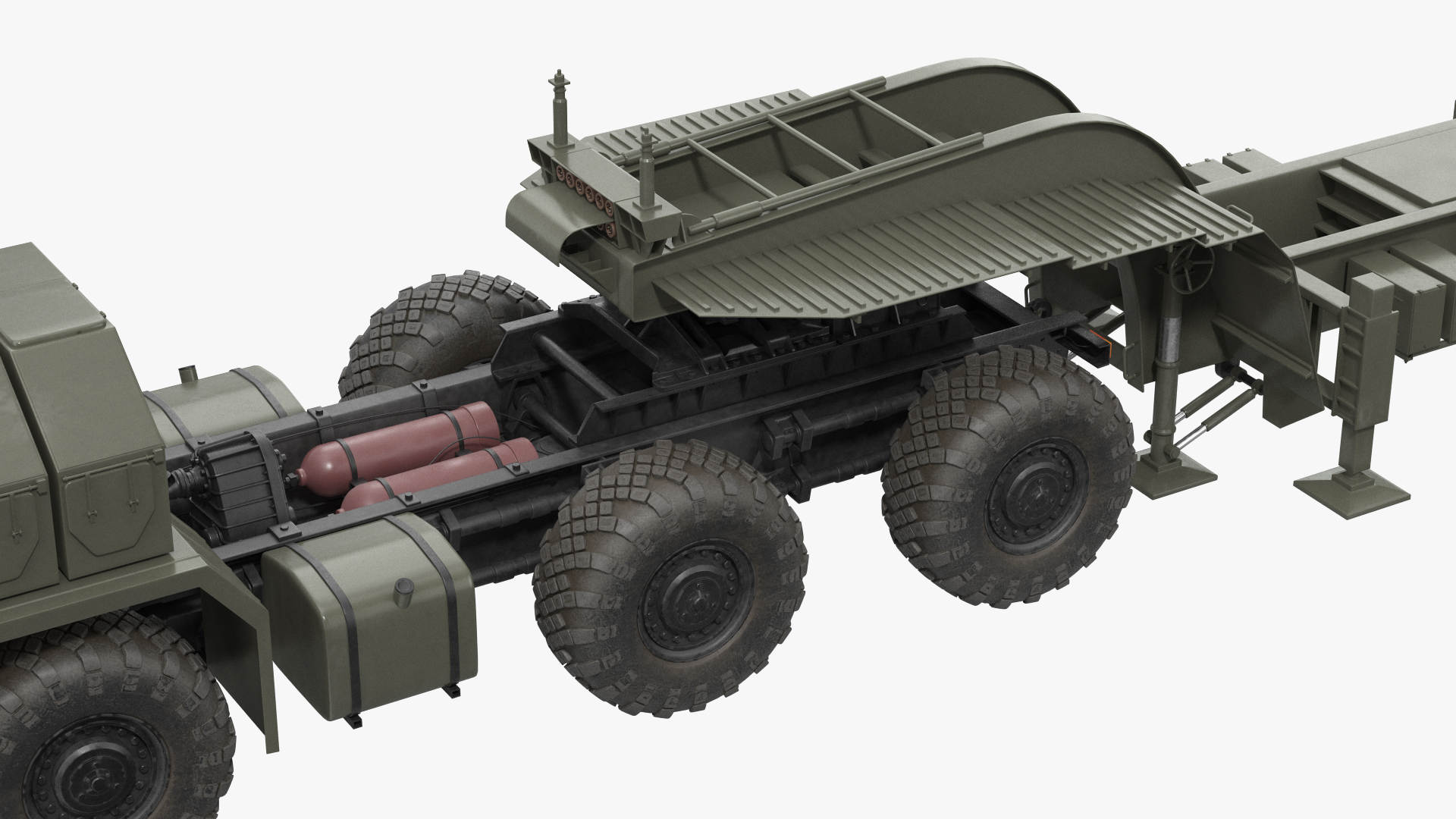 MAZ 7410 with Semi Trailer Green Rigged 3D model