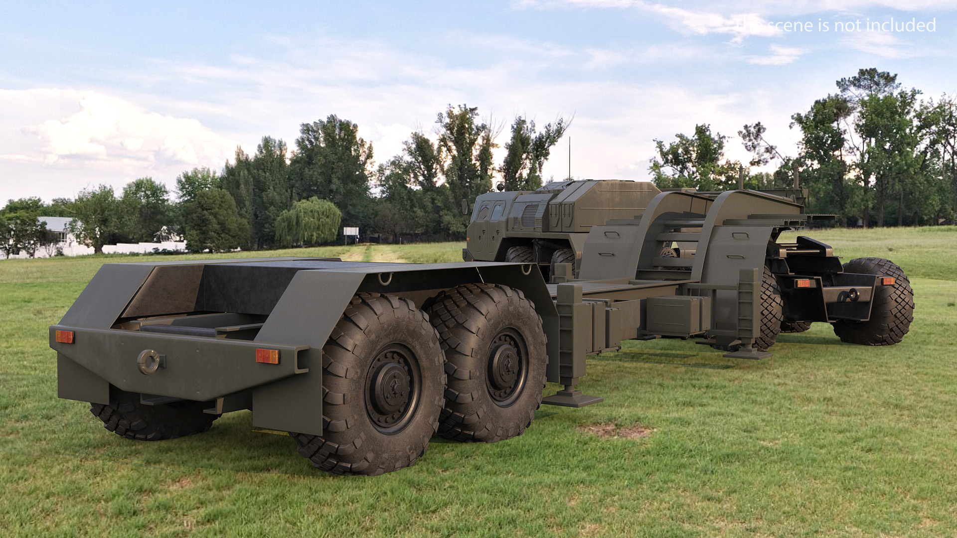 MAZ 7410 with Semi Trailer Green Rigged 3D model